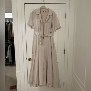 STAUD Millie Linen Belted Maxi Dress